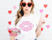 White Tee-shirt with pink leopard heart-